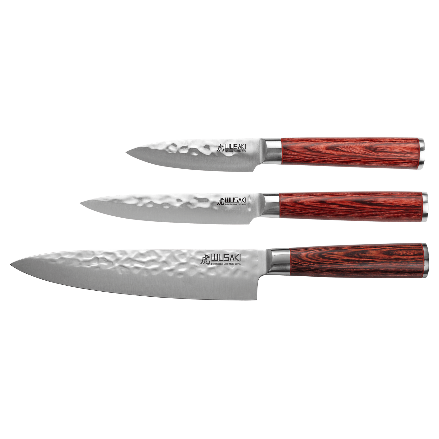 Coffret de 3 couteaux chef, office, universel Pakka